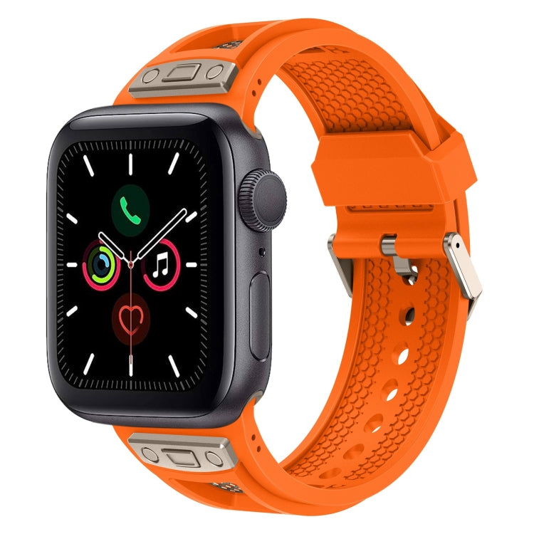 For Apple Watch Series 5 44mm Breathable Stainless Steel Mesh TPU Watch Band(Orange Titanium) - Watch Bands by PMC Jewellery | Online Shopping South Africa | PMC Jewellery