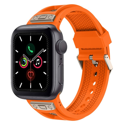 For Apple Watch Series 5 44mm Breathable Stainless Steel Mesh TPU Watch Band(Orange Titanium) - Watch Bands by PMC Jewellery | Online Shopping South Africa | PMC Jewellery