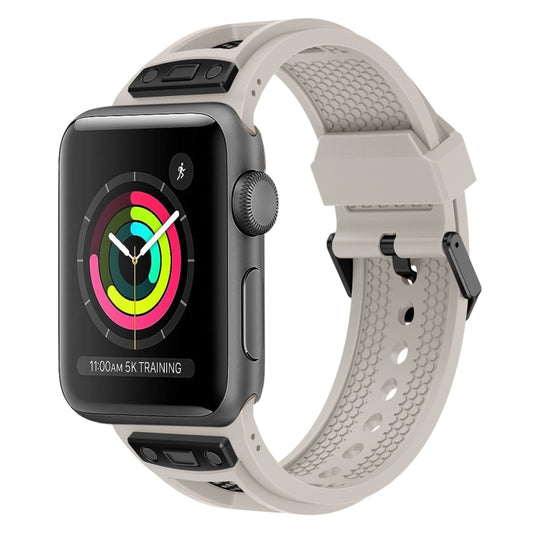 For Apple Watch Series 3 42mm Breathable Stainless Steel Mesh TPU Watch Band(Starlight Black) - Watch Bands by PMC Jewellery | Online Shopping South Africa | PMC Jewellery