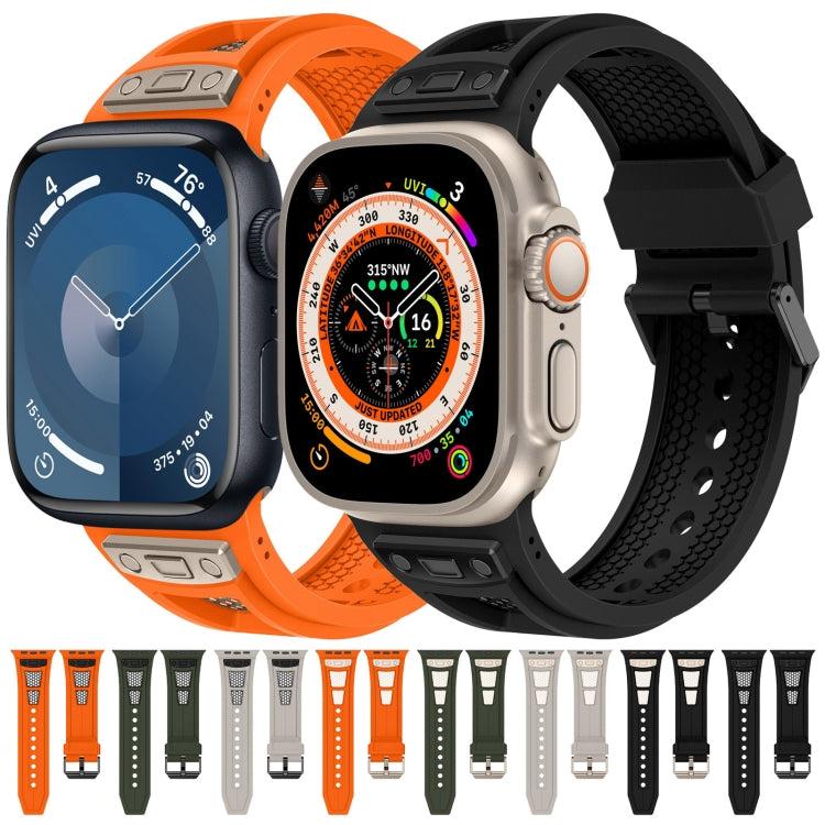 For  Apple Watch Series 9 45mm Breathable Stainless Steel Mesh TPU Watch Band(Orange Titanium) - Watch Bands by PMC Jewellery | Online Shopping South Africa | PMC Jewellery