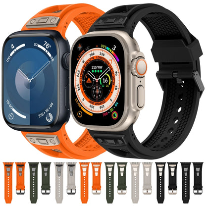 For Apple Watch Ultra 2 49mm Breathable Stainless Steel Mesh TPU Watch Band(Orange Black) - Watch Bands by PMC Jewellery | Online Shopping South Africa | PMC Jewellery