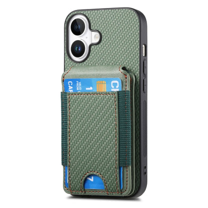 For iPhone 16 Plus Carbon Fiber Vertical Flip Wallet Stand Phone Case(Green) - iPhone 16 Plus Cases by PMC Jewellery | Online Shopping South Africa | PMC Jewellery | Buy Now Pay Later Mobicred