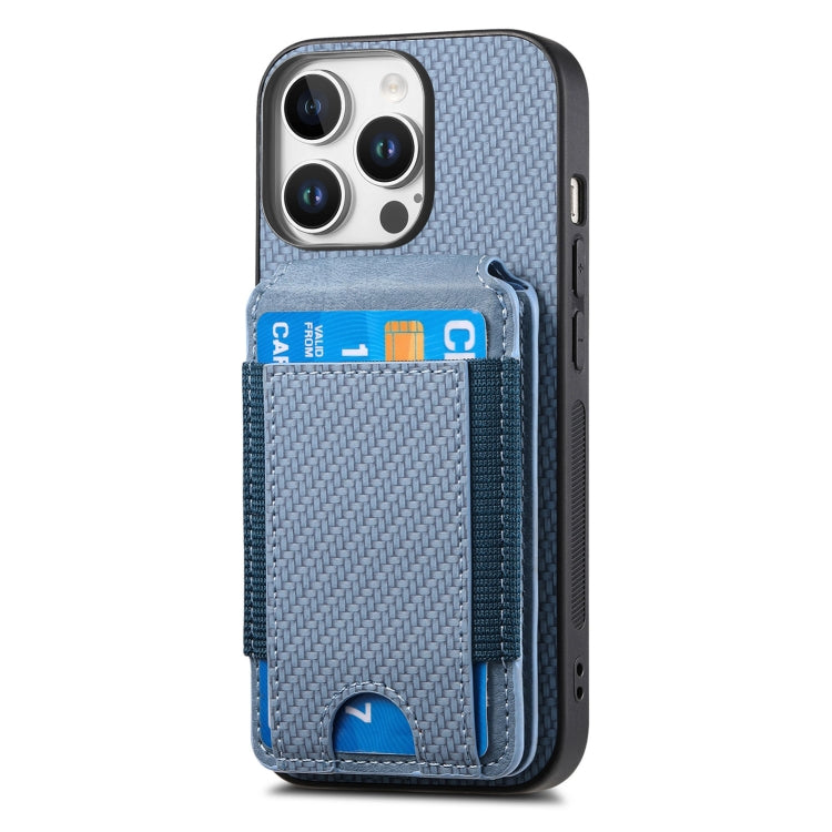 For iPhone 16 Pro Carbon Fiber Vertical Flip Wallet Stand Phone Case(Blue) - iPhone 16 Pro Cases by PMC Jewellery | Online Shopping South Africa | PMC Jewellery | Buy Now Pay Later Mobicred