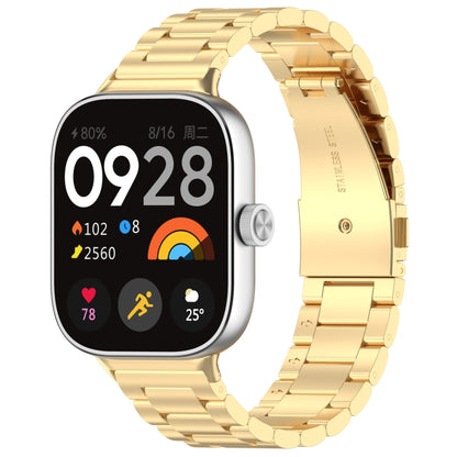 For Xiaomi Mi Band 8 Pro Three Bead Stainless Steel Metal Watch Band(Gold) - Watch Bands by PMC Jewellery | Online Shopping South Africa | PMC Jewellery