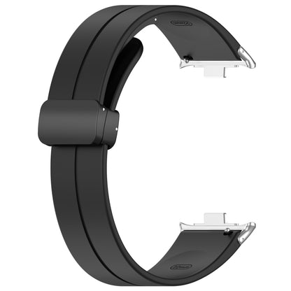 For Redmi Watch 4 Groove Folding Magnetic Buckle Silicone Watch Band(Black) - Watch Bands by PMC Jewellery | Online Shopping South Africa | PMC Jewellery