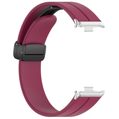 For Redmi Watch 4 Groove Folding Magnetic Buckle Silicone Watch Band(Wine Red) - Watch Bands by PMC Jewellery | Online Shopping South Africa | PMC Jewellery