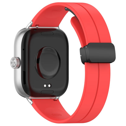 For Redmi Watch 4 Groove Folding Magnetic Buckle Silicone Watch Band(Red) - Watch Bands by PMC Jewellery | Online Shopping South Africa | PMC Jewellery