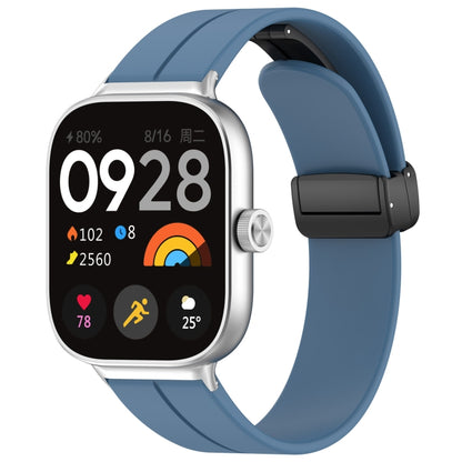 For Xiaomi  Mi Band 8 Pro Groove Folding Magnetic Buckle Silicone Watch Band(Blue) - Watch Bands by PMC Jewellery | Online Shopping South Africa | PMC Jewellery