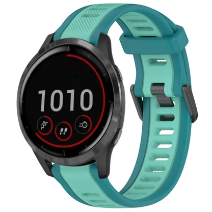 For Garmin Vivoactive 4 22mm Two Color Textured Silicone Watch Band(Teal) - Watch Bands by PMC Jewellery | Online Shopping South Africa | PMC Jewellery