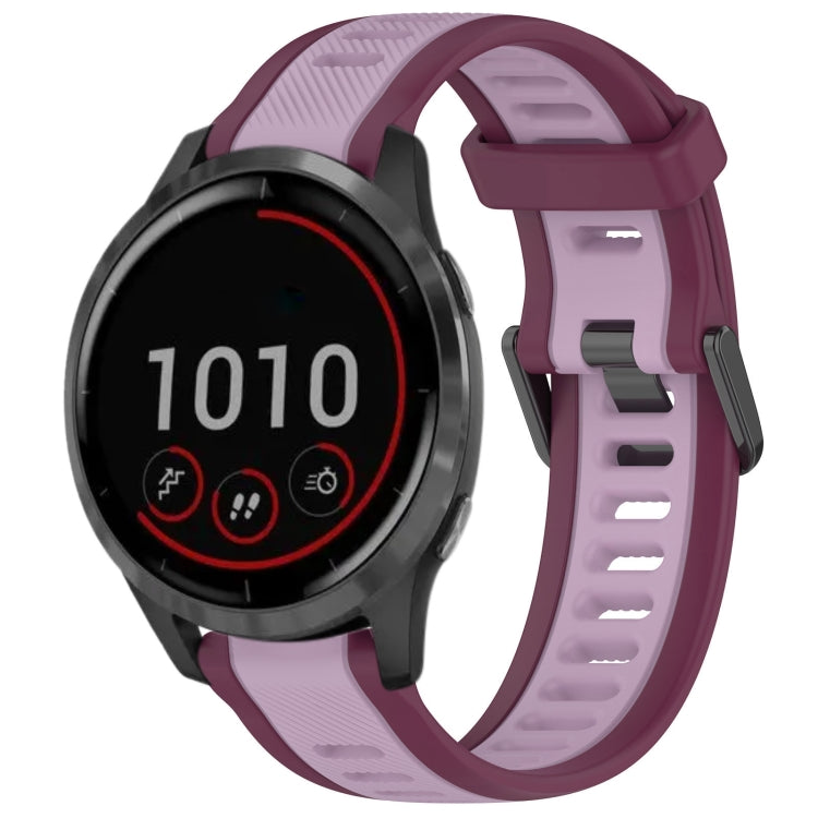 For Garmin Vivoactive 4 22mm Two Color Textured Silicone Watch Band(Purple) - Watch Bands by PMC Jewellery | Online Shopping South Africa | PMC Jewellery