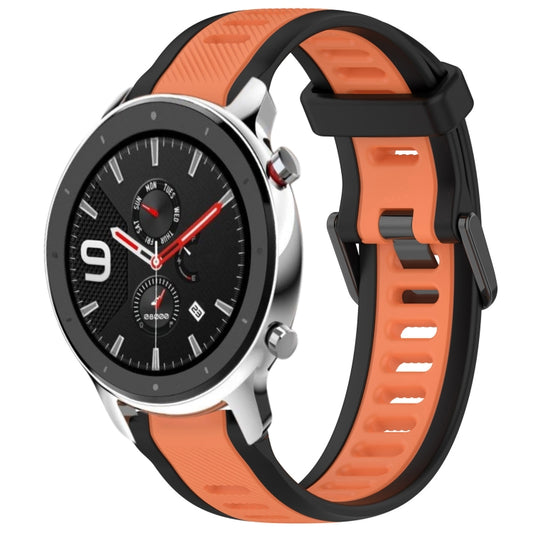 For Amazfit GTR 4 22mm Two-Color Textured Silicone Watch Band(Orange+Black) - Watch Bands by PMC Jewellery | Online Shopping South Africa | PMC Jewellery