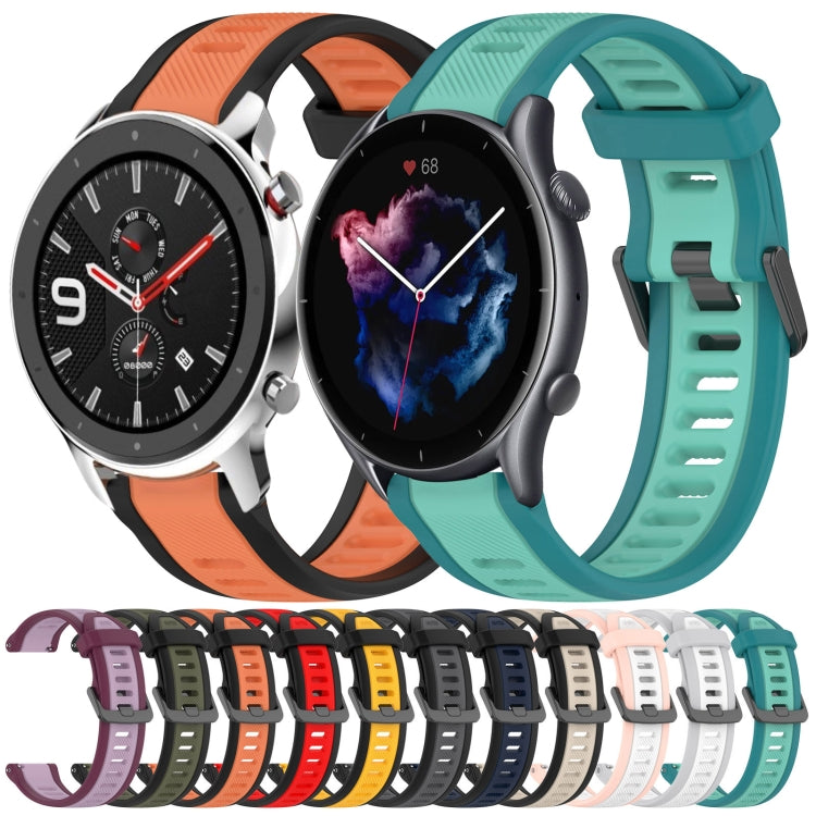 For Amazfit 3 22mm Two-Color Textured Silicone Watch Band(Starlight + Black) - Watch Bands by PMC Jewellery | Online Shopping South Africa | PMC Jewellery