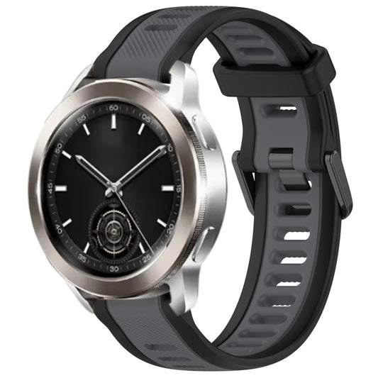 For Xiaomi Watch S3 22mm Two Color Textured Silicone Watch Band(Grey+Black) - Watch Bands by PMC Jewellery | Online Shopping South Africa | PMC Jewellery