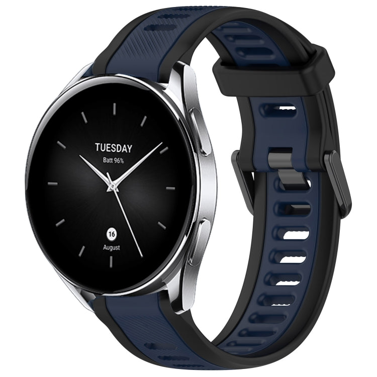 For Xiaomi Watch S2 22mm Two Color Textured Silicone Watch Band(Midnight Blue+Black) - Watch Bands by PMC Jewellery | Online Shopping South Africa | PMC Jewellery