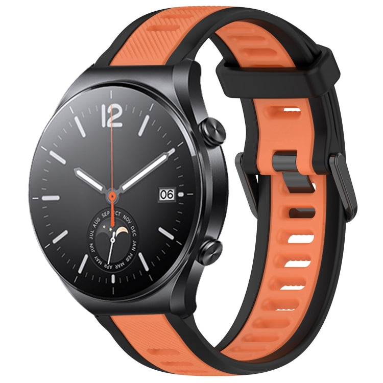 For Xiaomi MI Watch S1 22mm Two Color Textured Silicone Watch Band(Orange+Black) - Watch Bands by PMC Jewellery | Online Shopping South Africa | PMC Jewellery