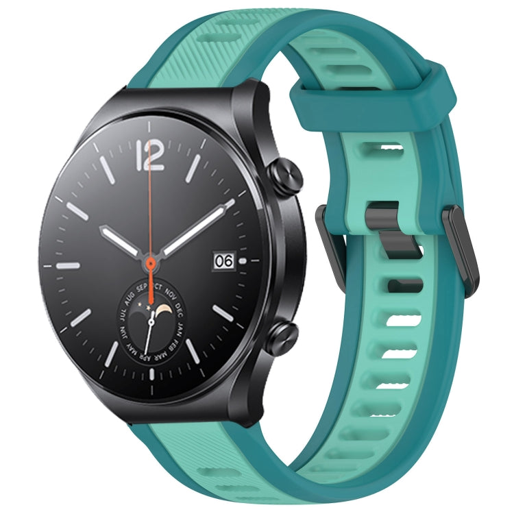 For Xiaomi MI Watch S1 22mm Two Color Textured Silicone Watch Band(Teal) - Watch Bands by PMC Jewellery | Online Shopping South Africa | PMC Jewellery