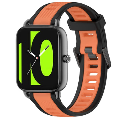 For Xiaomi Haylou RS4 LS12 22mm Two Color Textured Silicone Watch Band(Orange+Black) - Watch Bands by PMC Jewellery | Online Shopping South Africa | PMC Jewellery