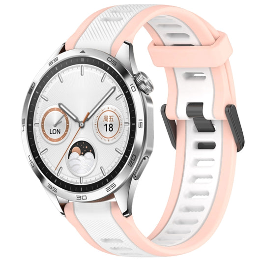 For Huawei Watch GT4 46mm 22mm Two Color Textured Silicone Watch Band(White+Pink) - Watch Bands by PMC Jewellery | Online Shopping South Africa | PMC Jewellery