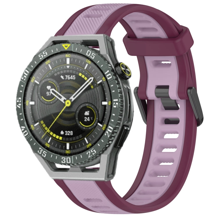 For Huawei Watch GT3 SE 22mm Two Color Textured Silicone Watch Band(Purple) - Watch Bands by PMC Jewellery | Online Shopping South Africa | PMC Jewellery