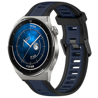 For Huawei Watch GT3 Pro 46mm 22mm Two Color Textured Silicone Watch Band(Midnight Blue+Black) - Watch Bands by PMC Jewellery | Online Shopping South Africa | PMC Jewellery