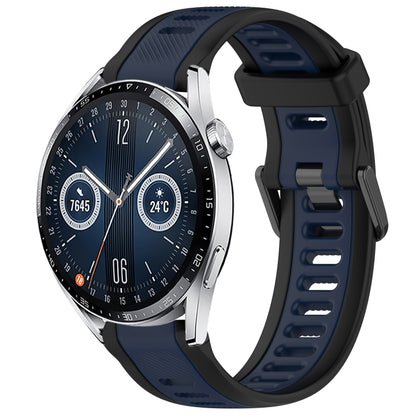 For Huawei Watch GT3 46mm 22mm Two Color Textured Silicone Watch Band(Midnight Blue+Black) - Watch Bands by PMC Jewellery | Online Shopping South Africa | PMC Jewellery