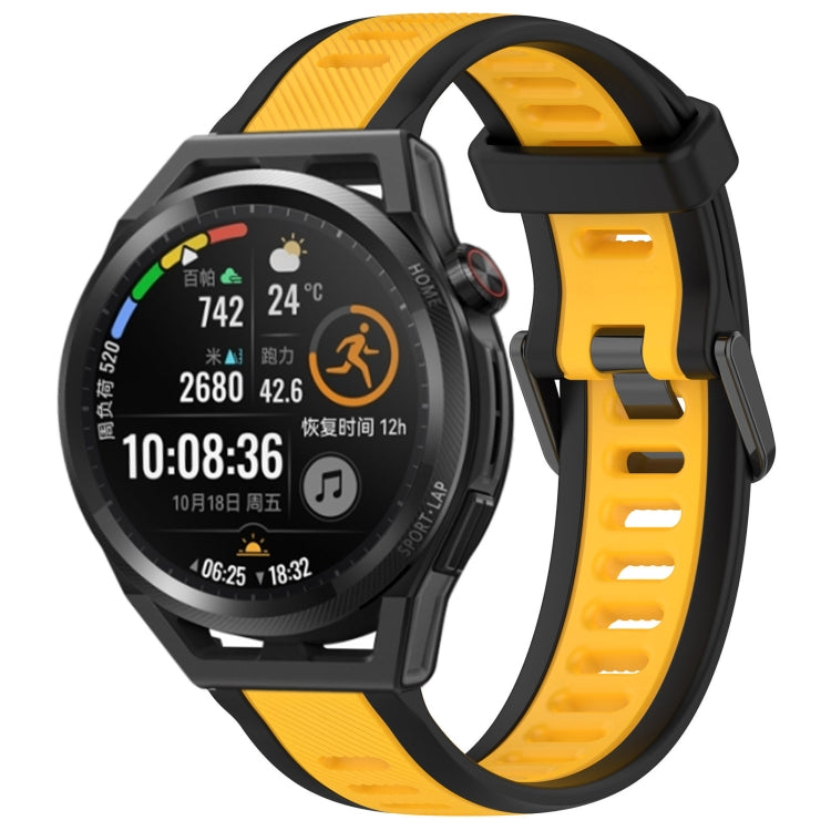 For Huawei Watch GT Runner 22mm Two Color Textured Silicone Watch Band(Yellow+Black) - Watch Bands by PMC Jewellery | Online Shopping South Africa | PMC Jewellery