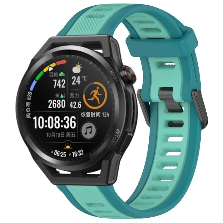 For Huawei Watch GT Runner 22mm Two Color Textured Silicone Watch Band(Teal) - Watch Bands by PMC Jewellery | Online Shopping South Africa | PMC Jewellery