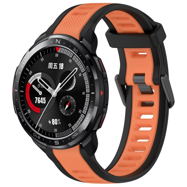 For Honor Watch GS Pro 22mm Two Color Textured Silicone Watch Band(Orange+Black) - Watch Bands by PMC Jewellery | Online Shopping South Africa | PMC Jewellery