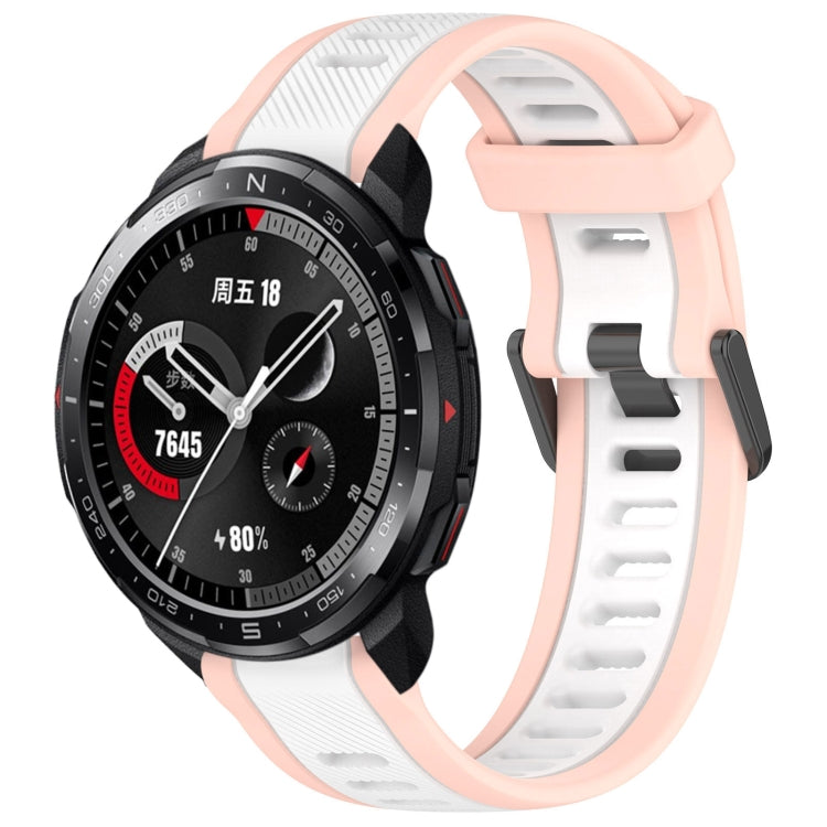 For Honor Watch GS Pro 22mm Two Color Textured Silicone Watch Band(White+Pink) - Watch Bands by PMC Jewellery | Online Shopping South Africa | PMC Jewellery