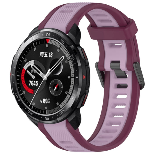 For Honor Watch GS Pro 22mm Two Color Textured Silicone Watch Band(Purple) - Watch Bands by PMC Jewellery | Online Shopping South Africa | PMC Jewellery