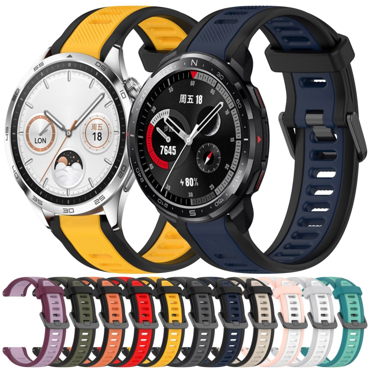 For Huawei Watch GT3 Pro 46mm 22mm Two Color Textured Silicone Watch Band(White+Grey) - Watch Bands by PMC Jewellery | Online Shopping South Africa | PMC Jewellery