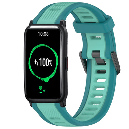 For Honor Watch ES 20mm Two Color Textured Silicone Watch Band(Teal) - Watch Bands by PMC Jewellery | Online Shopping South Africa | PMC Jewellery