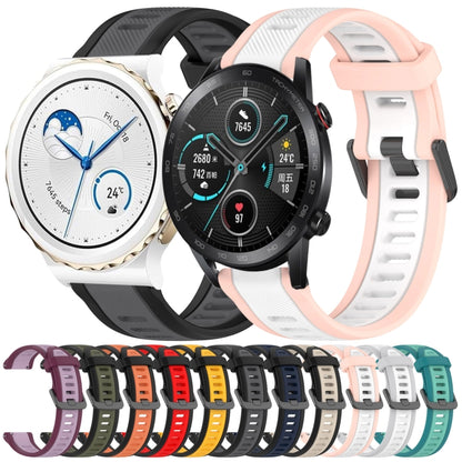 For Huawei Watch GT2 42mm 20mm Two Color Textured Silicone Watch Band(White+Pink) - Watch Bands by PMC Jewellery | Online Shopping South Africa | PMC Jewellery