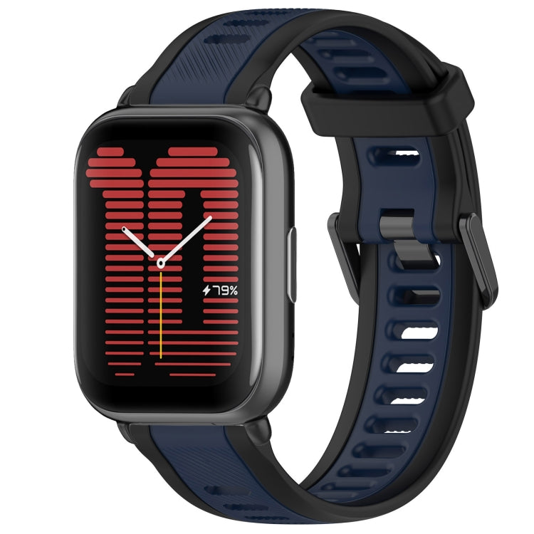 For Amazfit Active 20mm Two-Color Textured Silicone Watch Band(Midnight Blue+Black) - Watch Bands by PMC Jewellery | Online Shopping South Africa | PMC Jewellery