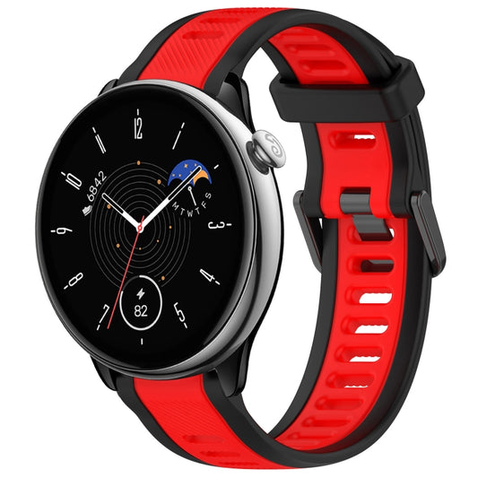 For Amazfit GTR Mini 20mm Two-Color Textured Silicone Watch Band(Red+Black) - Watch Bands by PMC Jewellery | Online Shopping South Africa | PMC Jewellery