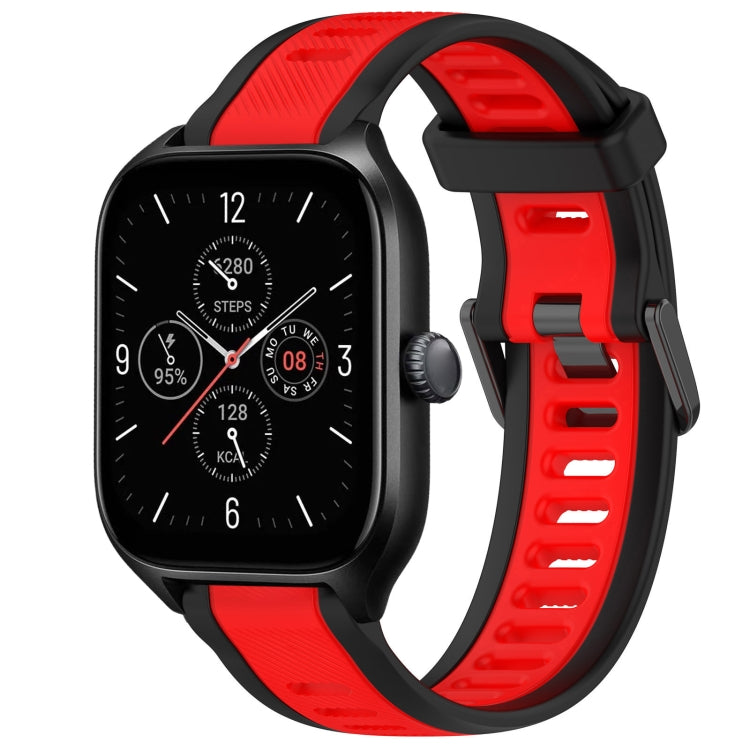 For Amazfit GTS 4 20mm Two-Color Textured Silicone Watch Band(Red+Black) - Watch Bands by PMC Jewellery | Online Shopping South Africa | PMC Jewellery