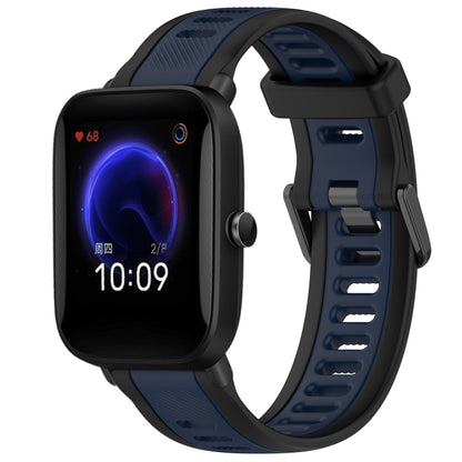 For Amazfit Pop 20mm Two-Color Textured Silicone Watch Band(Midnight Blue+Black) - Watch Bands by PMC Jewellery | Online Shopping South Africa | PMC Jewellery