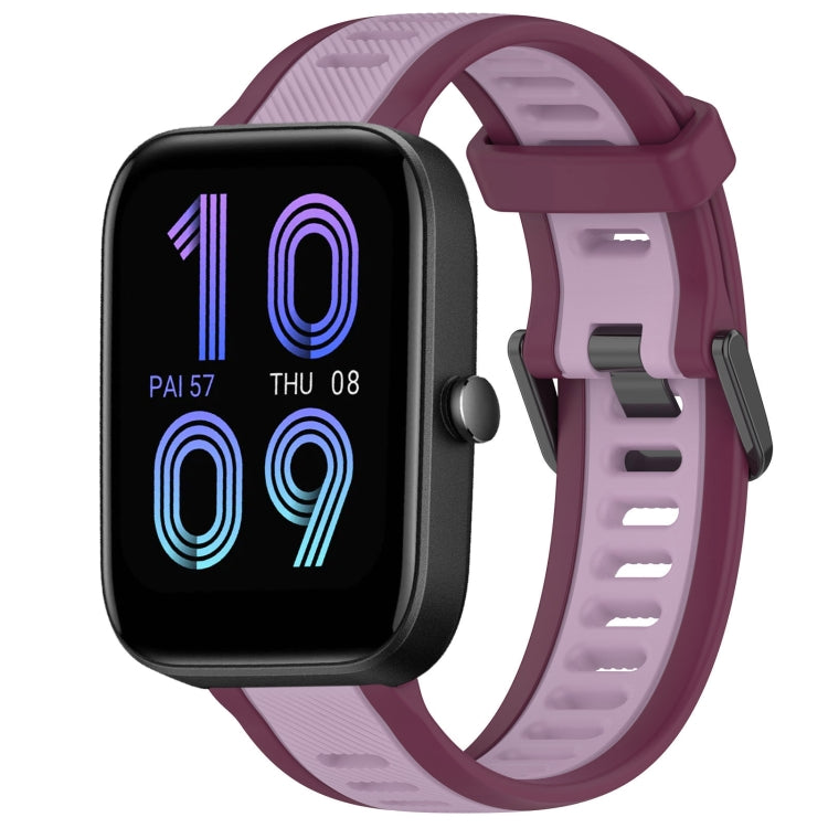 For Amazfit Bip 3 20mm Two-Color Textured Silicone Watch Band(Purple) - Watch Bands by PMC Jewellery | Online Shopping South Africa | PMC Jewellery