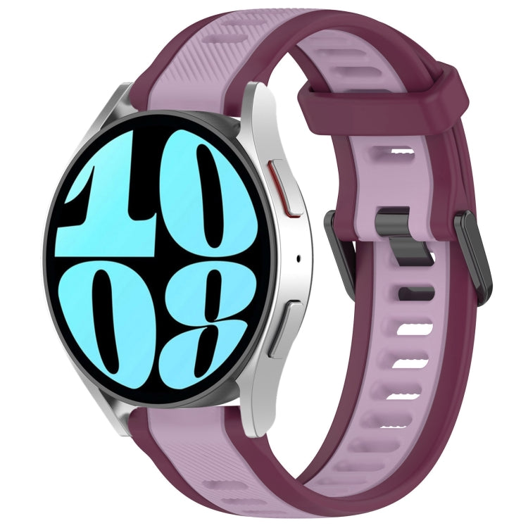 For Samsung Galaxy Watch 6 44mm 20mm Two Color Textured Silicone Watch Band(Purple) - Watch Bands by PMC Jewellery | Online Shopping South Africa | PMC Jewellery