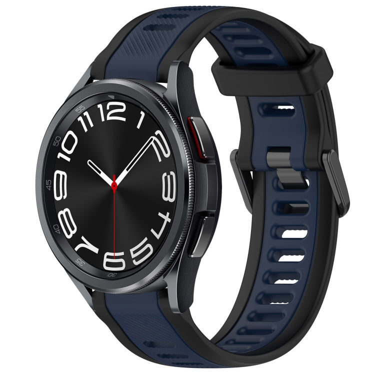 For Samsung Galaxy Watch 6 Classic 43mm 20mm Two Color Textured Silicone Watch Band(Midnight Blue+Black) - Watch Bands by PMC Jewellery | Online Shopping South Africa | PMC Jewellery