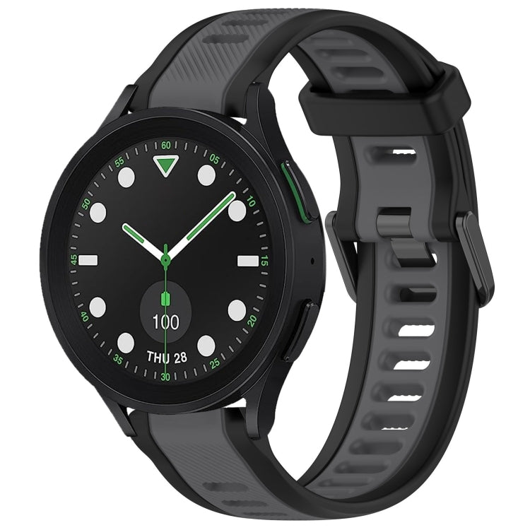 For Samsung Galaxy watch 5 Golf Edition 20mm Two Color Textured Silicone Watch Band(Grey+Black) - Watch Bands by PMC Jewellery | Online Shopping South Africa | PMC Jewellery