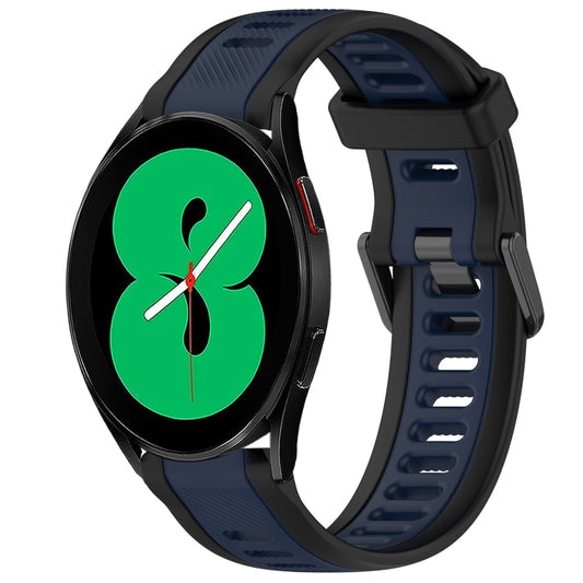 For Samsung Galaxy Watch 4 44mm 20mm Two Color Textured Silicone Watch Band(Midnight Blue+Black) - Watch Bands by PMC Jewellery | Online Shopping South Africa | PMC Jewellery