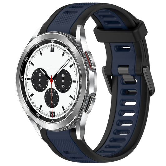 For Samsung  Galaxy Watch 4 Classic 42mm 20mm Two Color Textured Silicone Watch Band(Midnight Blue+Black) - Watch Bands by PMC Jewellery | Online Shopping South Africa | PMC Jewellery