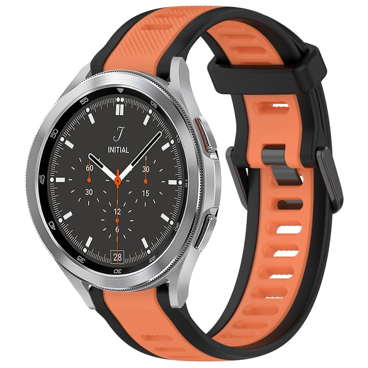 For Samsung  Galaxy Watch 4 Classic 46mm 20mm Two Color Textured Silicone Watch Band(Orange+Black) - Watch Bands by PMC Jewellery | Online Shopping South Africa | PMC Jewellery