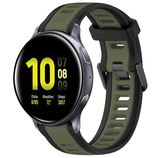 For Samsung Galaxy Watch Active 2 40mm 20mm Two Color Textured Silicone Watch Band(Green+Black) - Watch Bands by PMC Jewellery | Online Shopping South Africa | PMC Jewellery