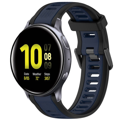 For Samsung Galaxy Watch Active 2 44mm 20mm Two Color Textured Silicone Watch Band(Midnight Blue+Black) - Watch Bands by PMC Jewellery | Online Shopping South Africa | PMC Jewellery