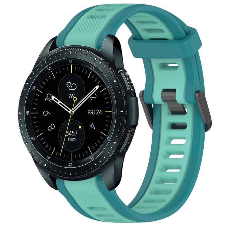 For Samsung Galaxy Watch 42mm 20mm Two Color Textured Silicone Watch Band(Teal) - Watch Bands by PMC Jewellery | Online Shopping South Africa | PMC Jewellery