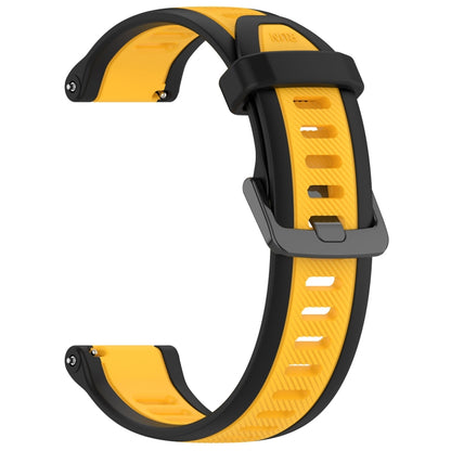 For Garmin Forerunner 165 20mm Two Color Textured Silicone Watch Band(Yellow+Black) - Watch Bands by PMC Jewellery | Online Shopping South Africa | PMC Jewellery