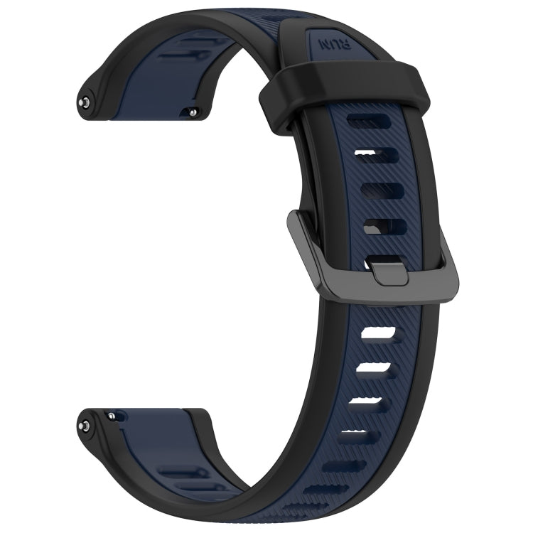 For Garmin Forerunner 165 20mm Two Color Textured Silicone Watch Band(Midnight Blue+Black) - Watch Bands by PMC Jewellery | Online Shopping South Africa | PMC Jewellery