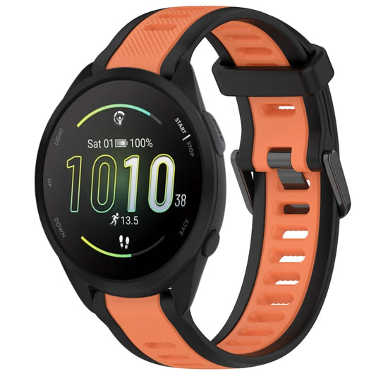 For Garmin Forerunner 165 Music 20mm Two Color Textured Silicone Watch Band(Orange+Black) - Watch Bands by PMC Jewellery | Online Shopping South Africa | PMC Jewellery